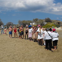 Ged in a toga at the Spring Dip in Almyrida 2012